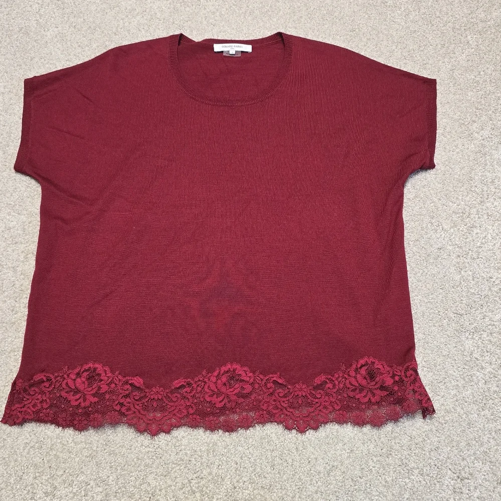 Gerard Darel Womens Designer Luxury Wool Lace Short Sleeve Sweater sz 2 US 6/8‎